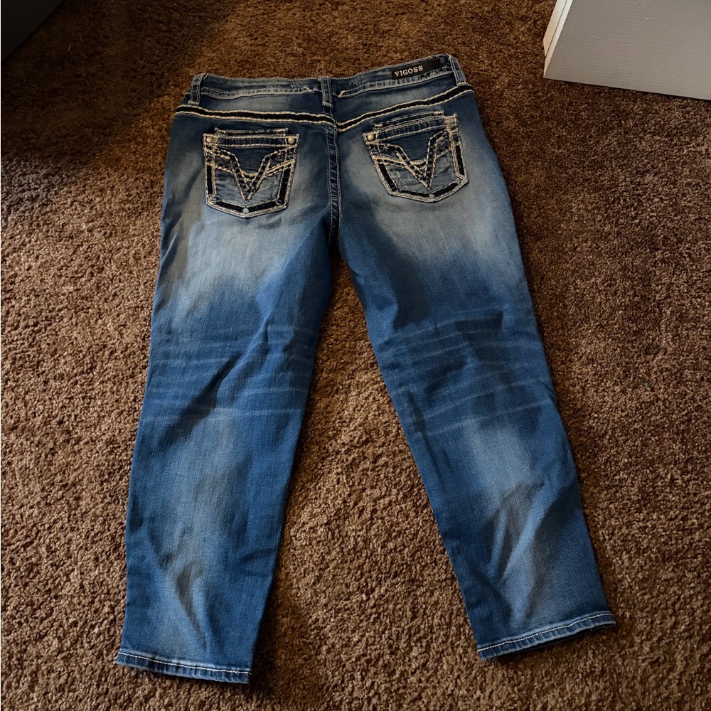 Vigoss Women's Dark Blue Distressed Boyfriend Jeans